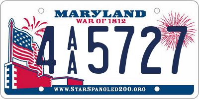 MD license plate 4AA5727