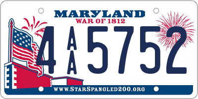 MD license plate 4AA5752