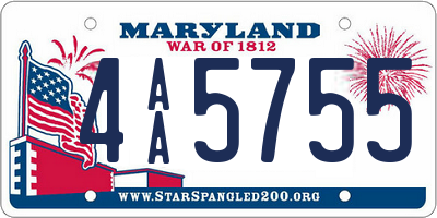 MD license plate 4AA5755
