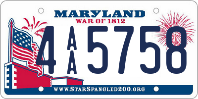 MD license plate 4AA5758