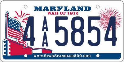 MD license plate 4AA5854