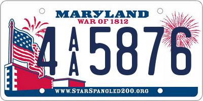 MD license plate 4AA5876