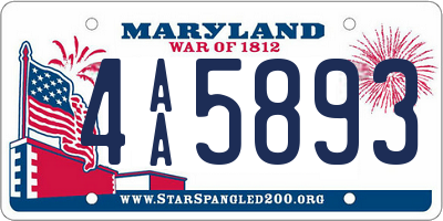 MD license plate 4AA5893