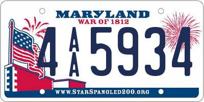 MD license plate 4AA5934