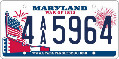 MD license plate 4AA5964