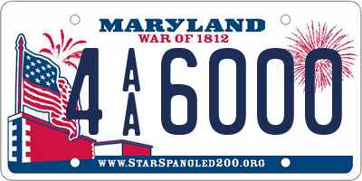 MD license plate 4AA6000