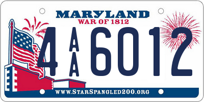 MD license plate 4AA6012