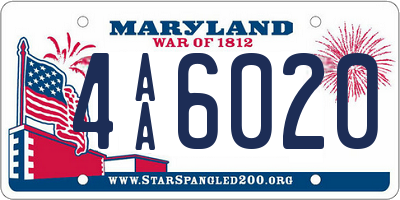 MD license plate 4AA6020