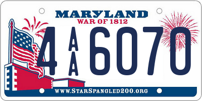 MD license plate 4AA6070