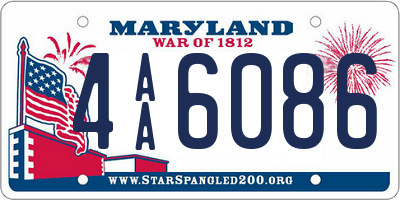 MD license plate 4AA6086