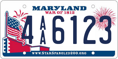 MD license plate 4AA6123