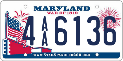 MD license plate 4AA6136