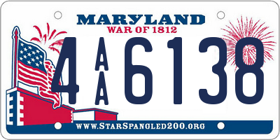 MD license plate 4AA6138