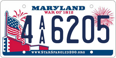MD license plate 4AA6205