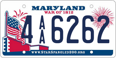 MD license plate 4AA6262