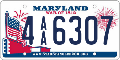 MD license plate 4AA6307