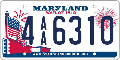 MD license plate 4AA6310