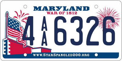 MD license plate 4AA6326