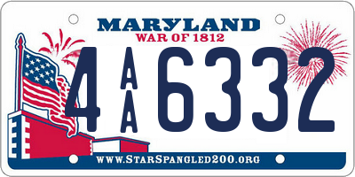 MD license plate 4AA6332