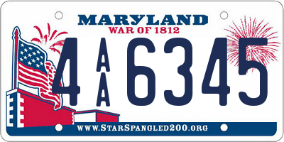 MD license plate 4AA6345