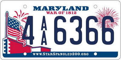 MD license plate 4AA6366