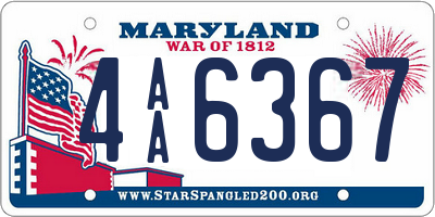 MD license plate 4AA6367