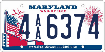 MD license plate 4AA6374