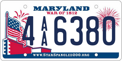 MD license plate 4AA6380