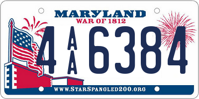 MD license plate 4AA6384