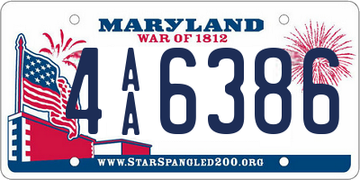MD license plate 4AA6386