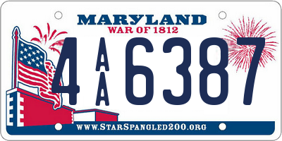 MD license plate 4AA6387