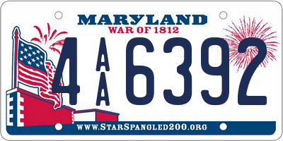 MD license plate 4AA6392