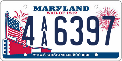 MD license plate 4AA6397