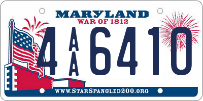 MD license plate 4AA6410