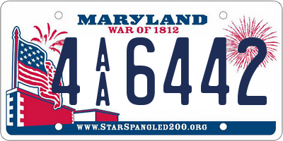 MD license plate 4AA6442