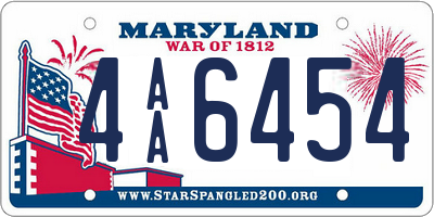 MD license plate 4AA6454