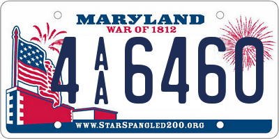 MD license plate 4AA6460