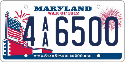 MD license plate 4AA6500