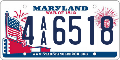 MD license plate 4AA6518