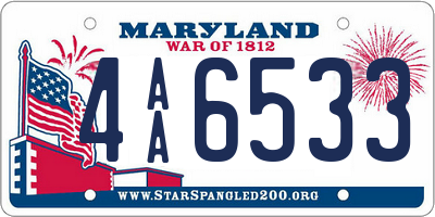 MD license plate 4AA6533