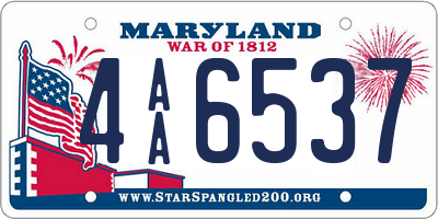 MD license plate 4AA6537