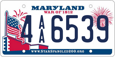MD license plate 4AA6539