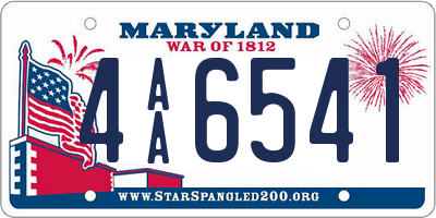 MD license plate 4AA6541