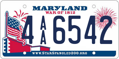 MD license plate 4AA6542