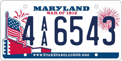 MD license plate 4AA6543