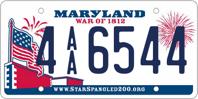 MD license plate 4AA6544