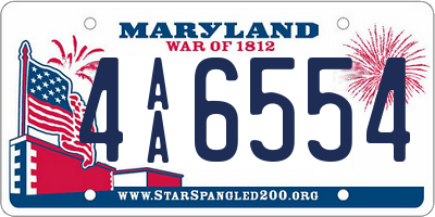 MD license plate 4AA6554