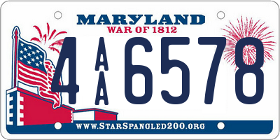 MD license plate 4AA6578