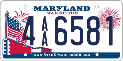 MD license plate 4AA6581