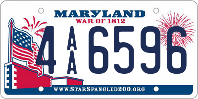 MD license plate 4AA6596